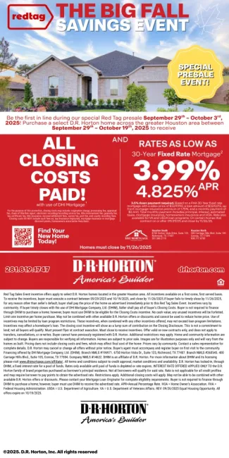 D.R. Horton Red Tag Sales Event